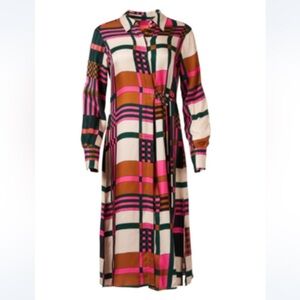 NWT! Vilagallo Esther Multiplaid Wrap Shirtdress